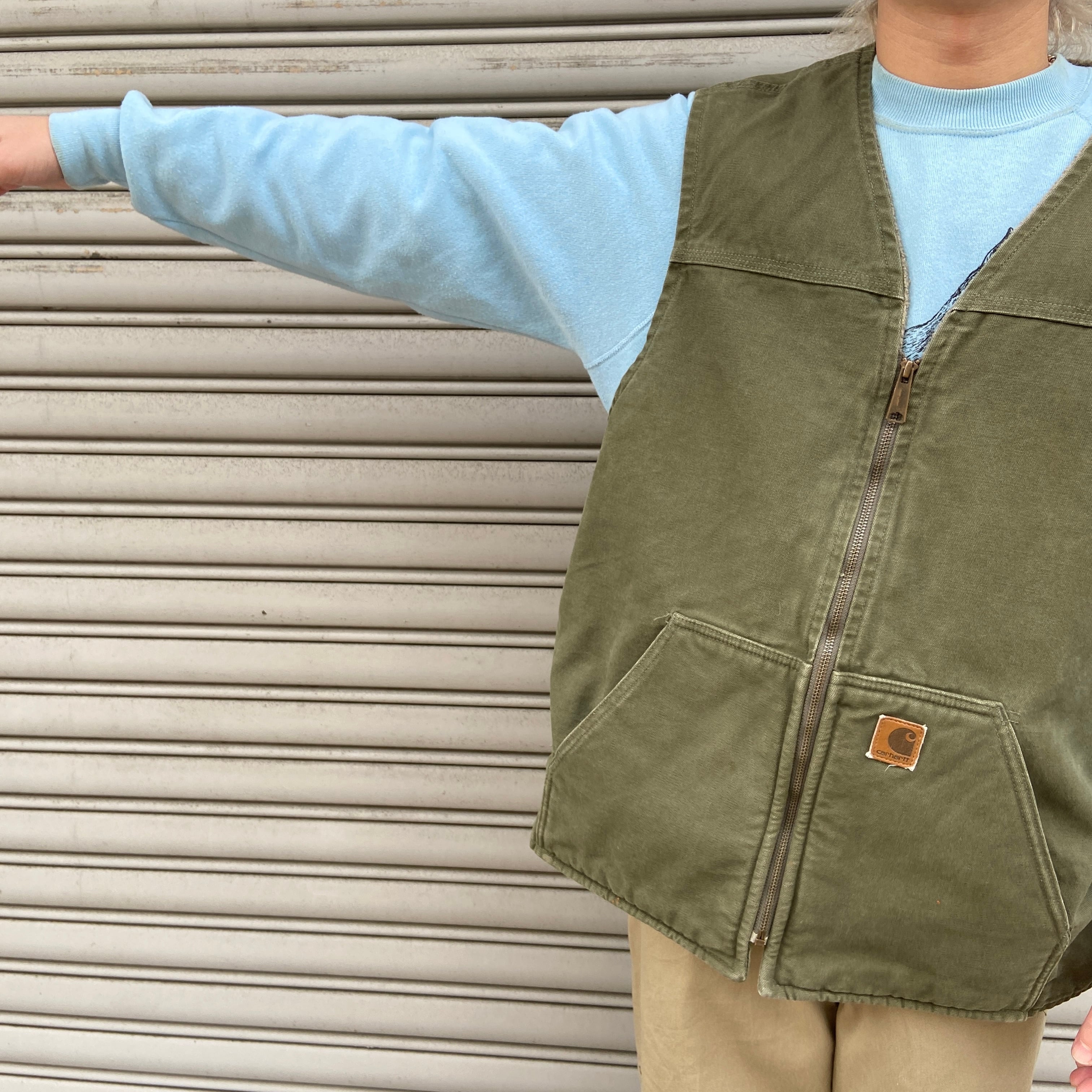 carhartt カーハート ダックベスト V26 カーキ ボアライナー XL | 古着