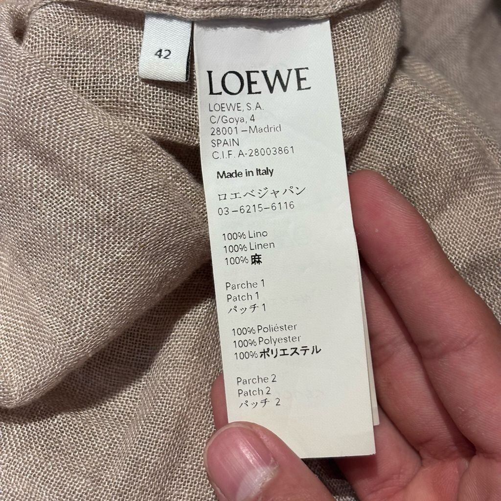 LOEWE ロエベ Linen Wappen Tops リネンシャツ 28003861 ベージュ size