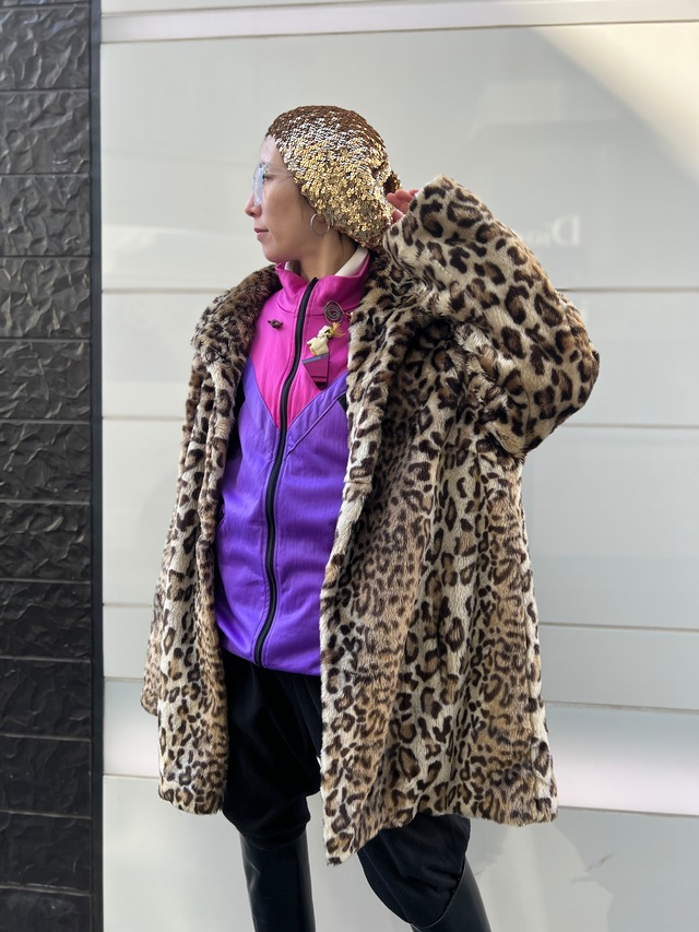 80s-90s EUR leopard Eco fur coat