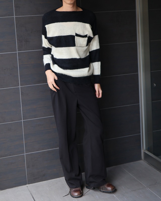 Boat neck striped knit
