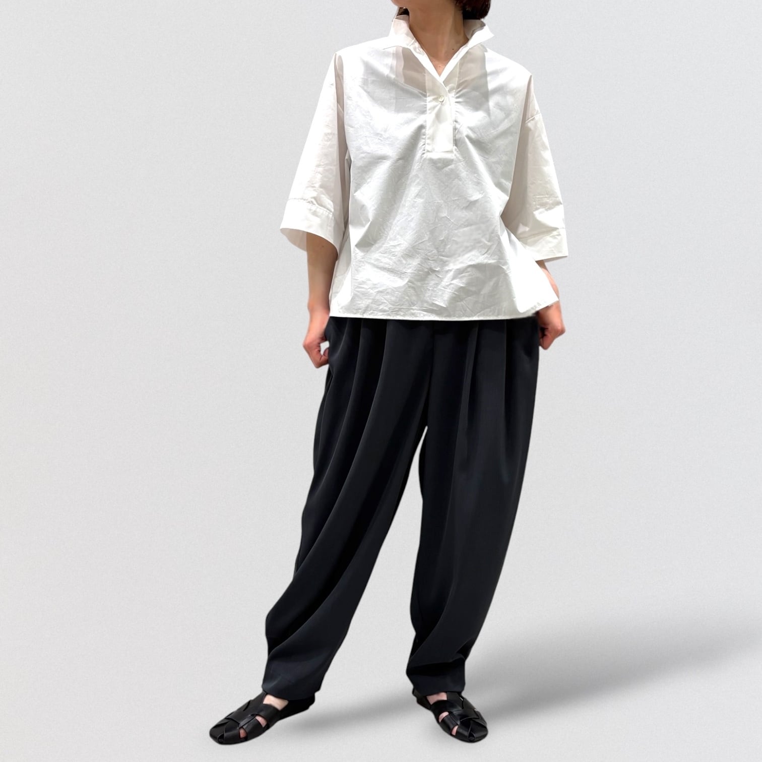 mizuiro ind tuck hem cocoon pants | CoCo Cuore