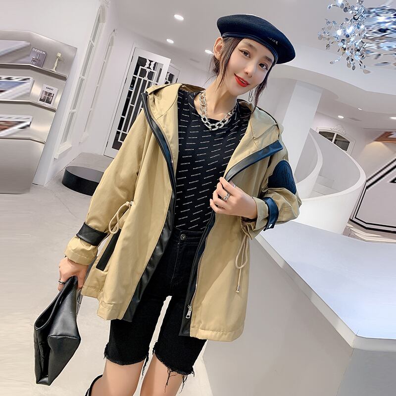 プラスサイズの女性の脂肪の姉妹フード付きジャケットレディース2020年秋の新しい緩いミドル丈ウエストウインドブレーカーファッショントレンド ミックスインファッション86996989284