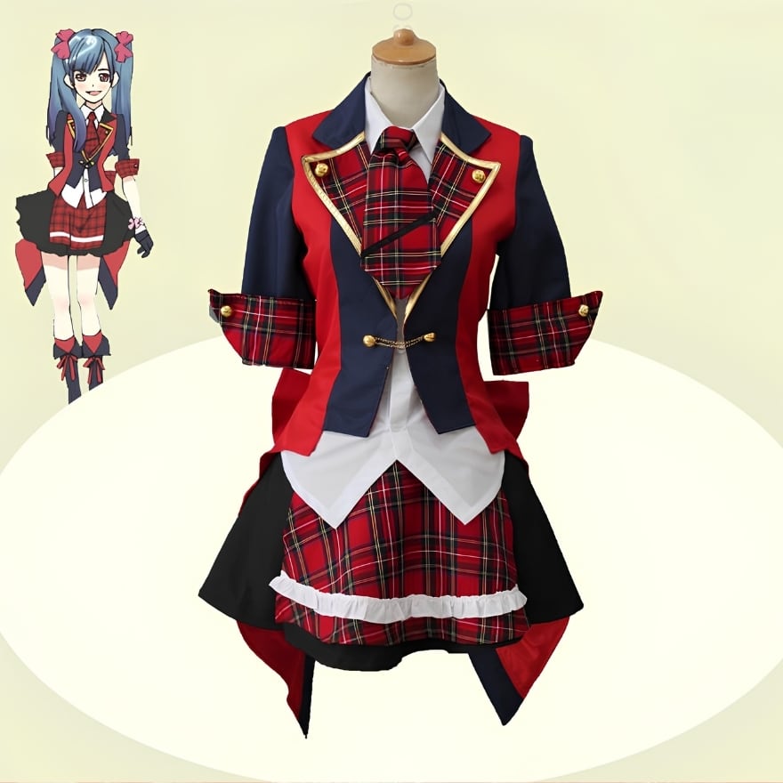 放課後のセンターステージ 赤チェック金縁ジャケット アイドル衣装