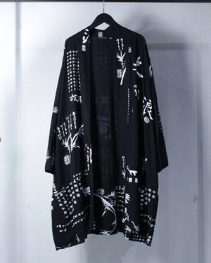【Caka BLACK】漢字 Pattern Vintage Loose Rayon Gown