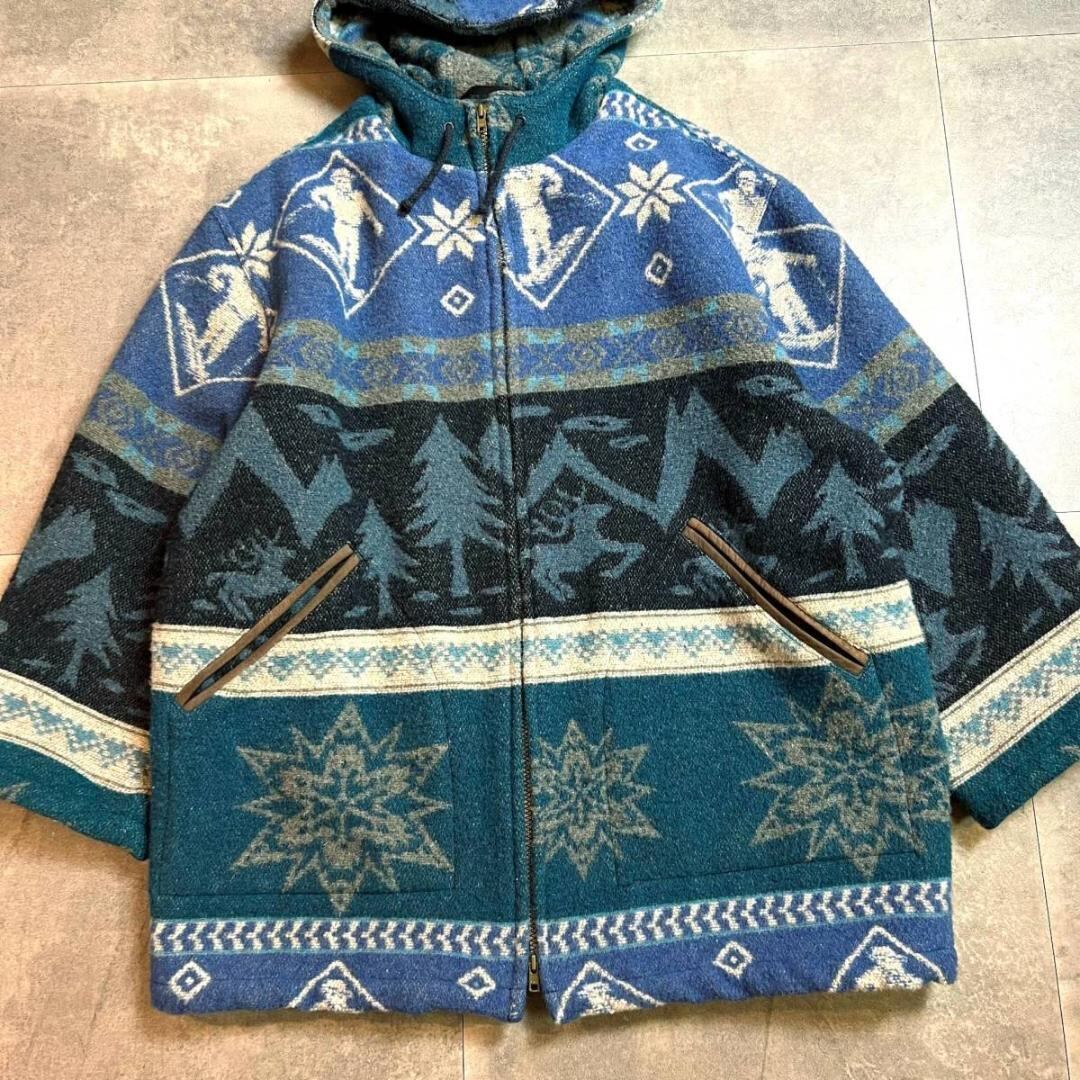 80's～90's Made In Portugal L.L.Bean Nordic Pattern Hooded Wool ...