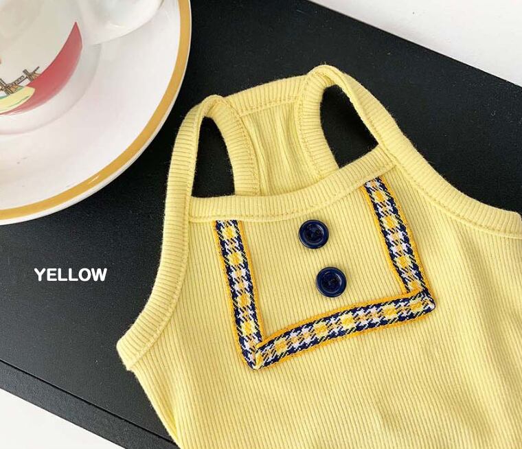 【SALE】 lala crop top XS ~ XL 2color / 犬服 春夏 新作 Tシャツ ドッグウェア ショート丈 シンプル 袖なし 小型犬 中型犬 トップス 涼しい お揃い クロップド top131