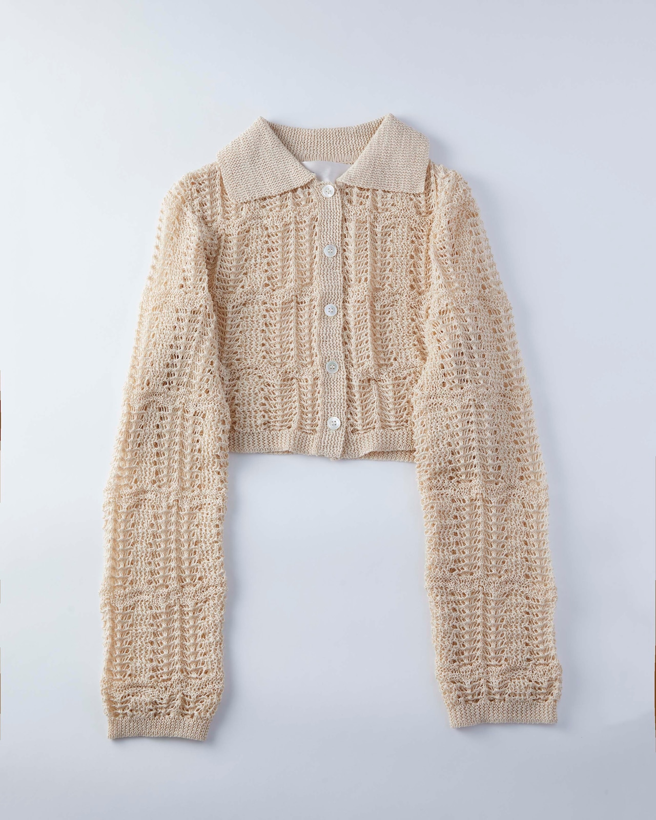 DU240523 mesh knit cardigan shirt【残り僅か】