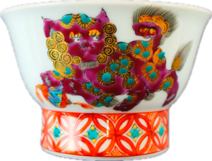 狛犬 ピンク紫 / 高台茶碗