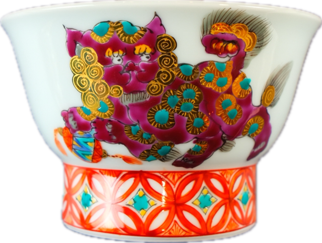 狛犬 紫 / 高台茶碗