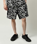 MMMM Air Leak Fabric Overprint Shorts (heart) 18120M26