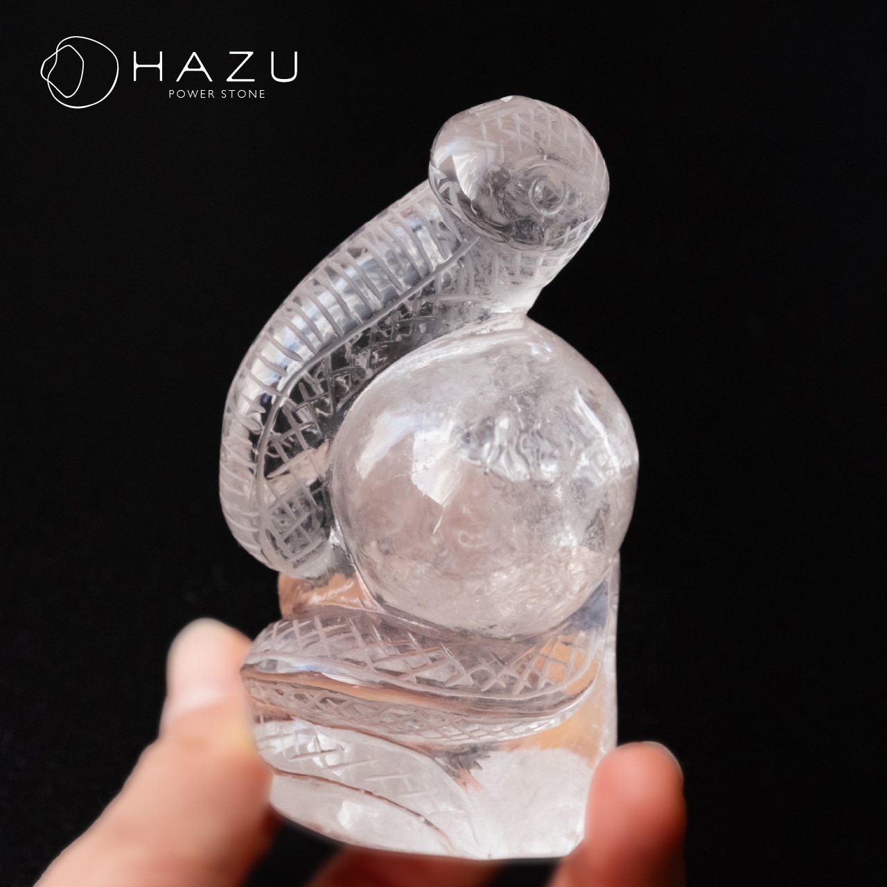 【一点もの】水晶の蛇彫（クォーツインクォーツ虹入り）