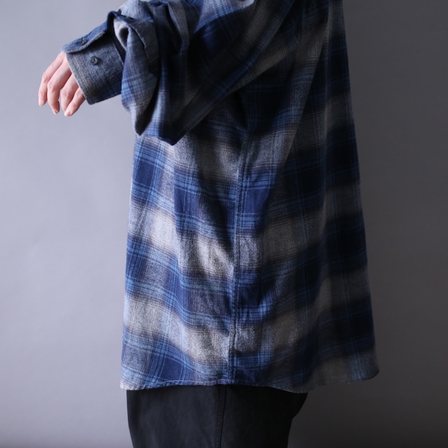 XXXLT super over silhouette good coloring shadow check shirt
