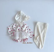 韓国子供服 / Mybebe / ワッフルレーススーツ (ボネット付き) / ベビー *S~Ⅿ*