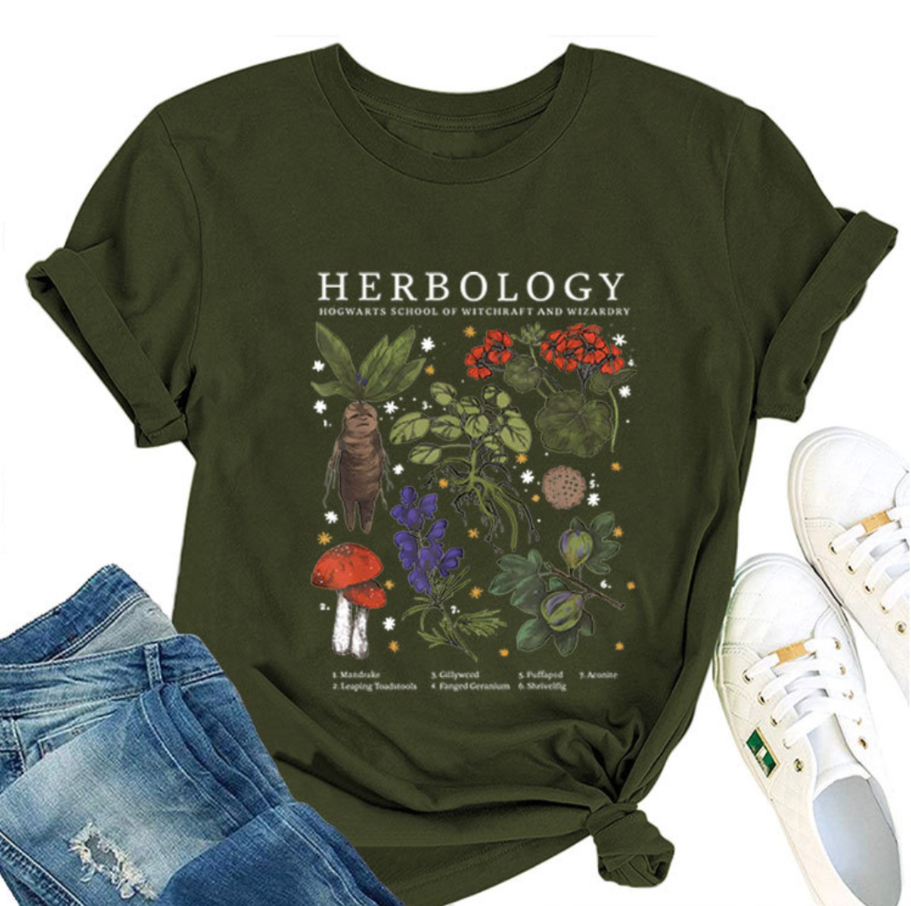 魔女の植物図鑑　魔女のTシャツ　濃色　M24367