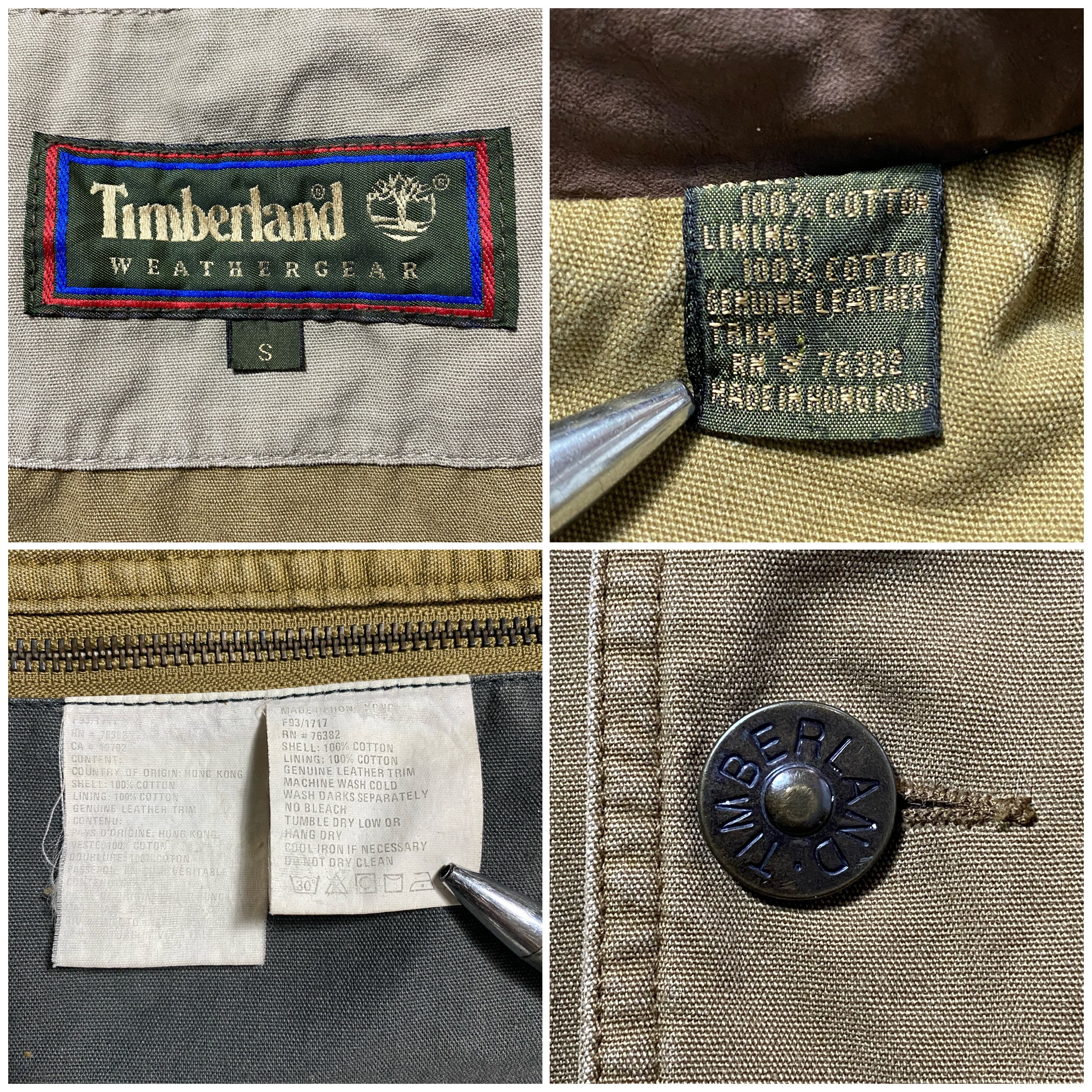 90's Timberland ティンバーランド レザー襟 メタルボタン ミドル丈