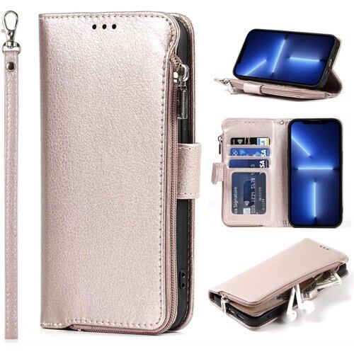 HPM iPhone13 Pro ケース 手帳型 財布付き カード収納 携帯ケース スマホケース 財布型 iphone13Pro ケース 手帳型 手帳型ケース マグネット ストラップ付き シャンパンピンク 1004