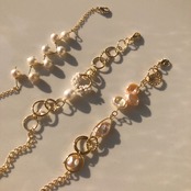 [パール × マットホワイト] ゴールドブレスレット　