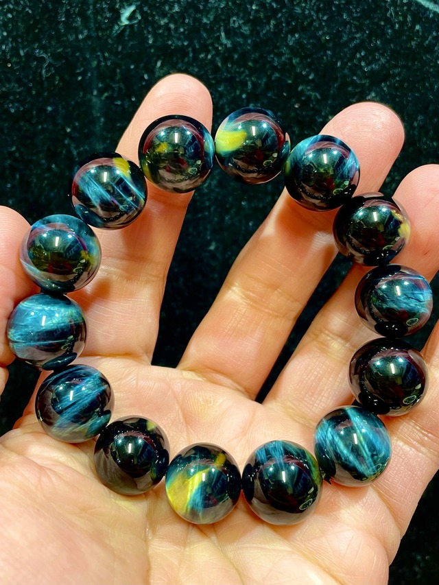 1) 精神と感情のバランス「ブルータイガーアイ」ブレスレット16mm