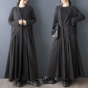 DRAPED LONG RELAXED FIT TRENCH COAT DRESS M-18821