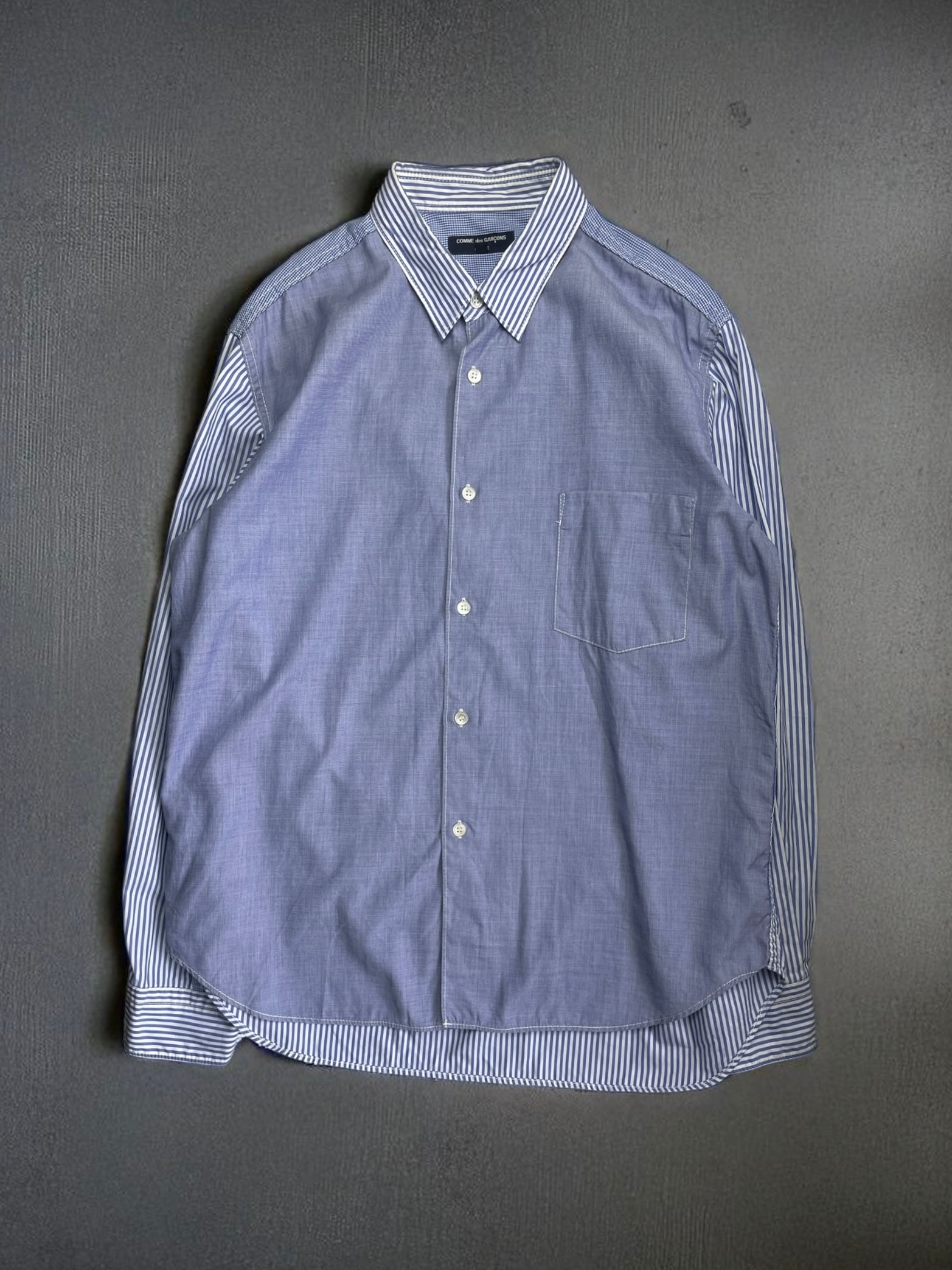 COMME des GARCONS HOMME 00-10s Multi-Panel Stripe & Gingham Shirt