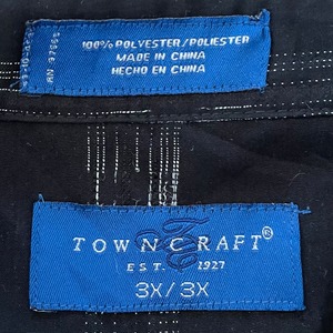 【TOWNCRAFT】黒ボディ ストライプ 半袖シャツ 柄物 3X オーバーサイズ タウンクラフト US古着