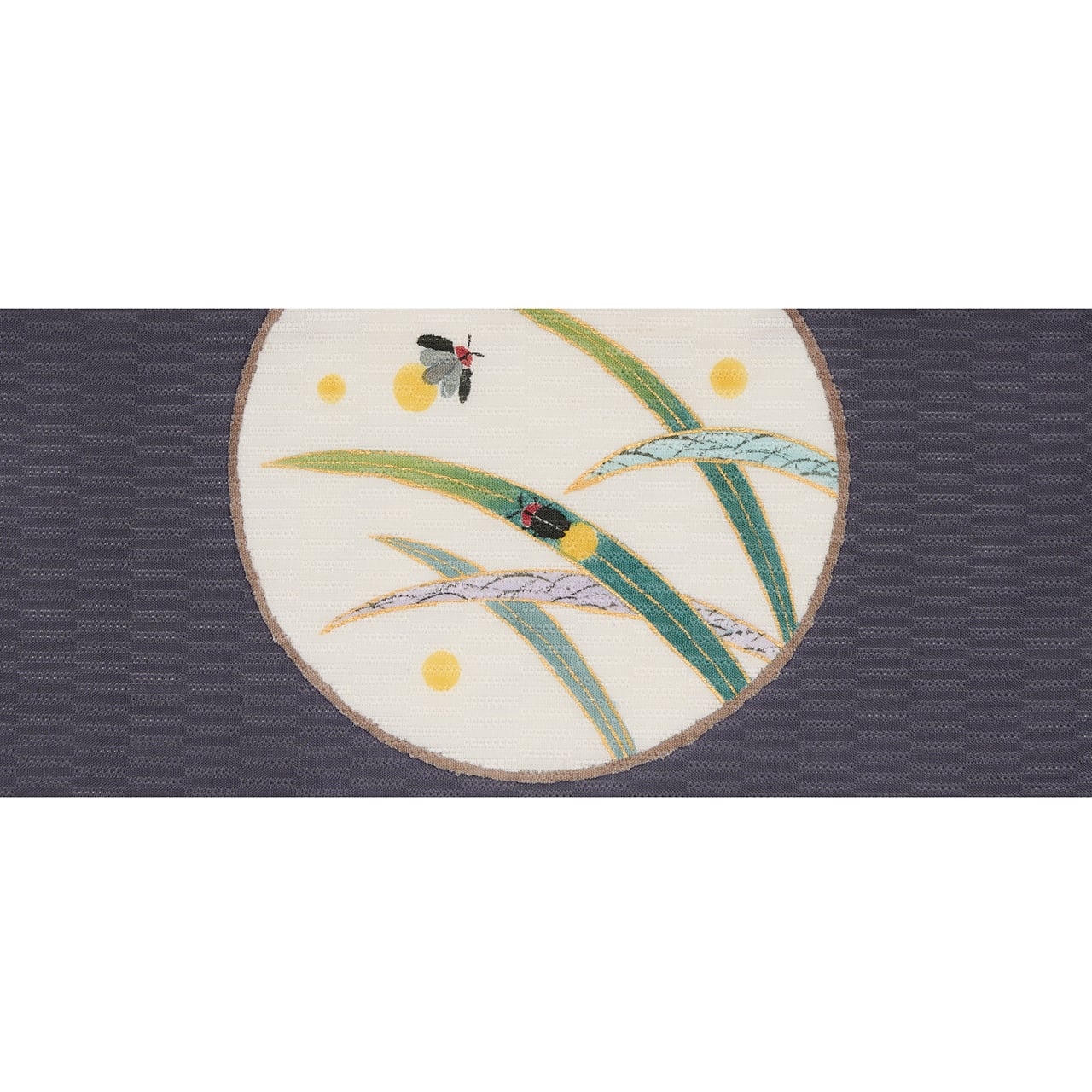 蛍の模様 手描友禅 変り絽麻夏名古屋帯【中古】 | かわの屋