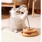 【木製 インテリア ペット用品】無垢材 スプリング式 回転キャットニップ ボール 猫用おやつ ディスペンサー ペット用おもちゃ 猫用 犬用 ストレス発散 安全 おしゃれ かわいい 北欧テイスト