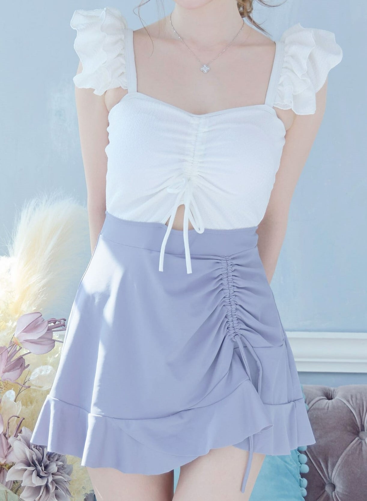 人気8位】ホワイトフリルワンピース水着 23h | ANDESIR【アンデジール