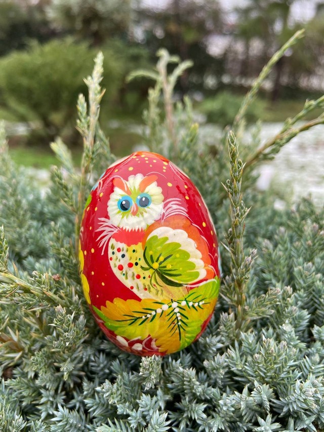 ペトリキウカ塗りのイースター・エッグ 7cm　ホメンコ作