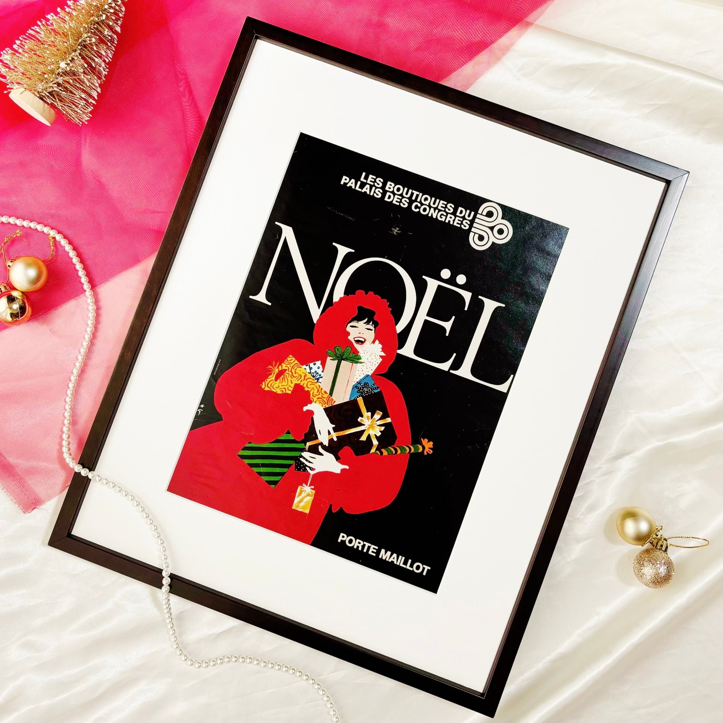 1977 広告＞Rene Gruau Noel クリスマス ポスター ヴィンテージ アート