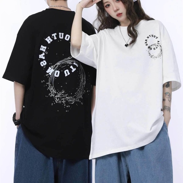 【韓国通販 dgo】UNISEX 2colors サークルロゴ プリントTシャツ ブラック/ホワイト(M3866）センス溢れるファッションitem