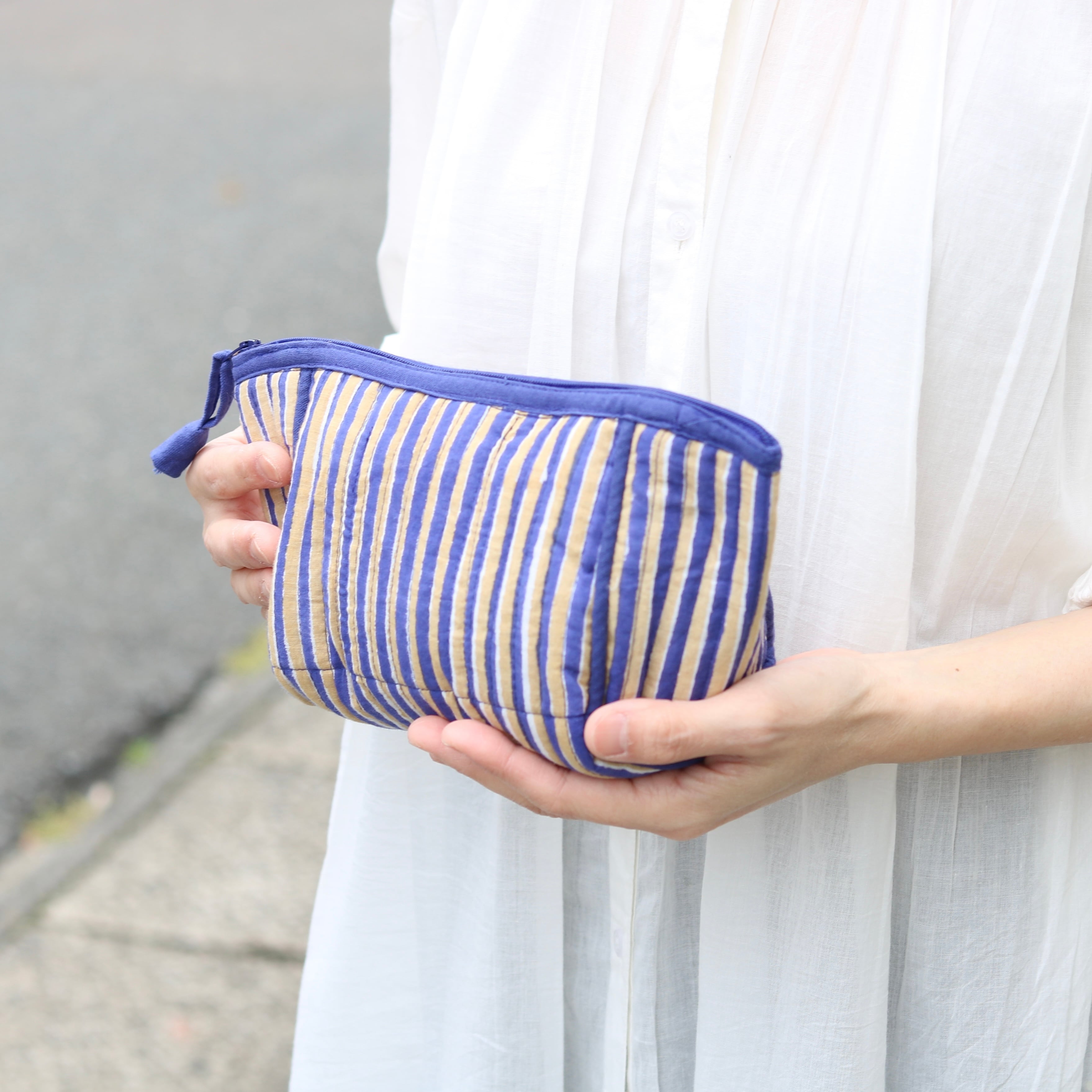 shesay ブロックプリント ストライプ ポーチ | Zakka so-la