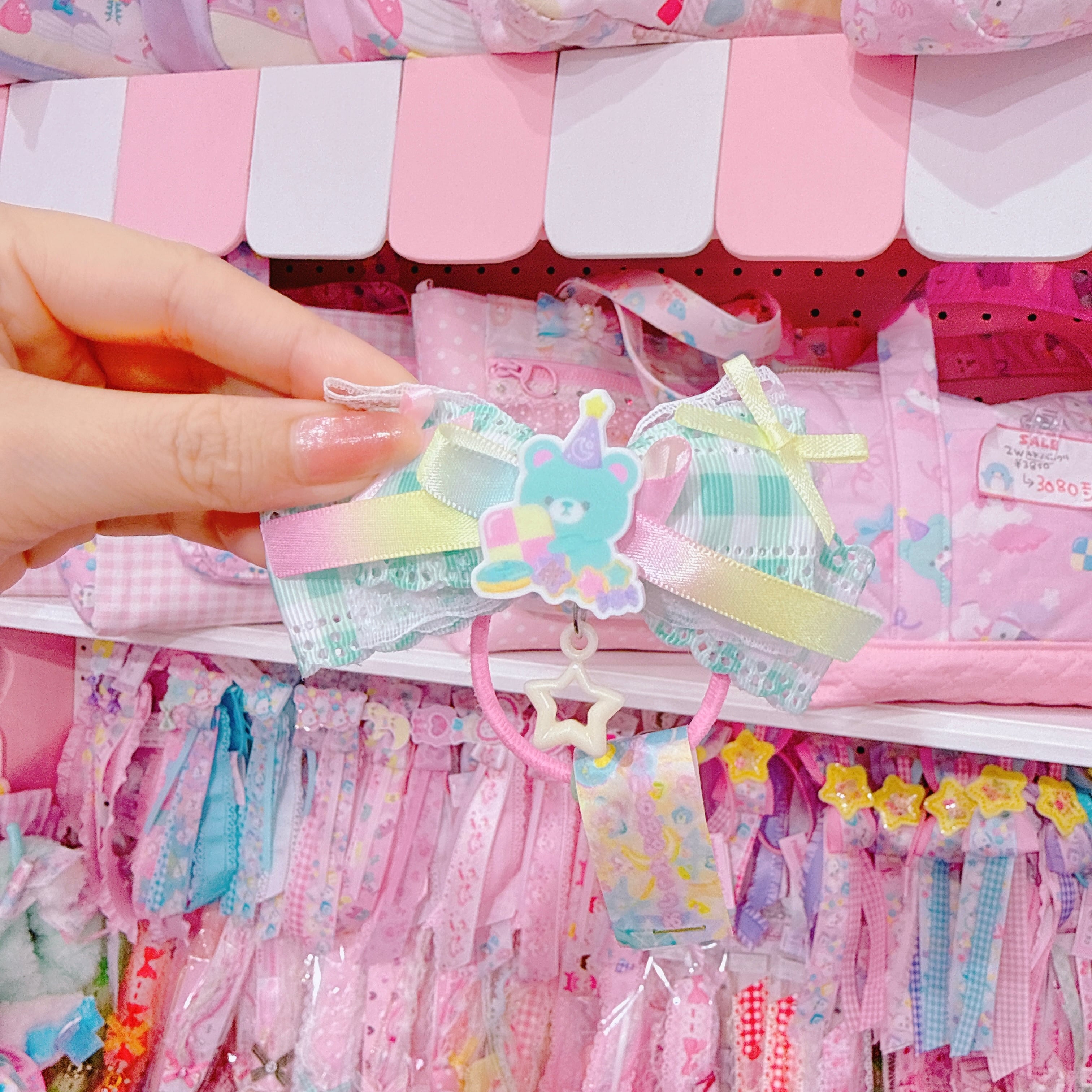 【P6】9-6チェックリボンヘアゴム