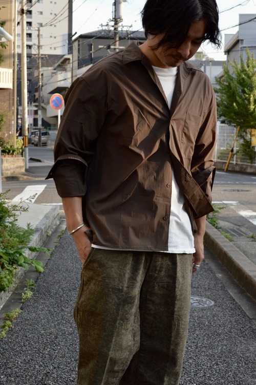 SEABEES Light Weight Mat Nylon Stretch Open Collar Shirts Long Sleeve 25ss シービーズ 開襟 ナイロンシャツ
