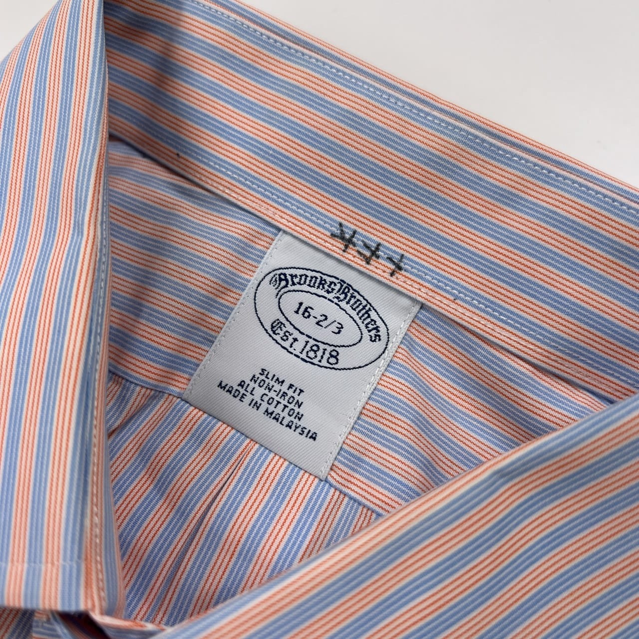 Brooks Brothers ブルックスブラザーズ ストライプ 長袖 ドレスシャツ 16 - 12/3 /オレンジ×ブルー/メンズ