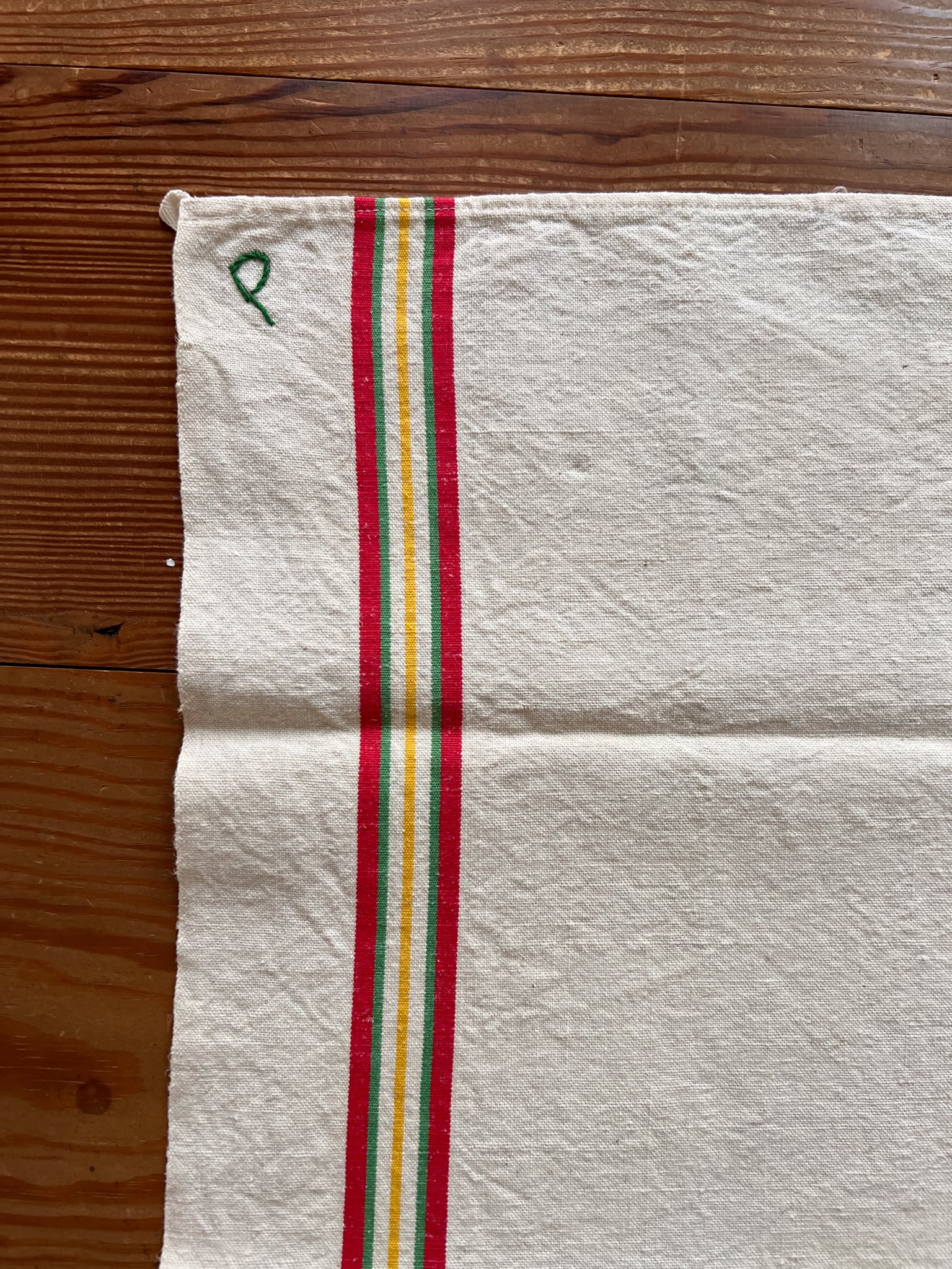 フレンチリネンのバスク柄クロス *フレンチアンティーク