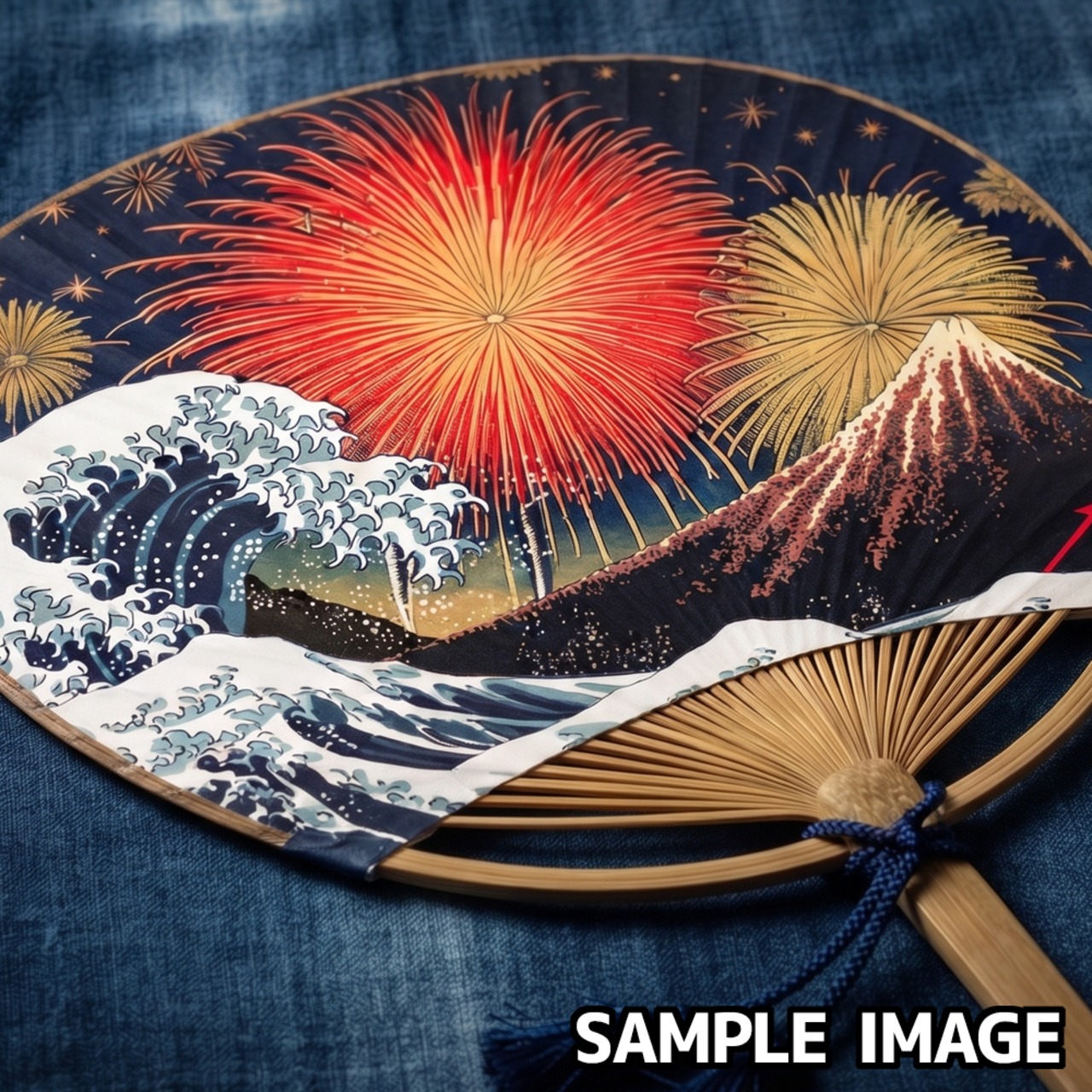 富嶽三十六景 神奈川沖浪裏と山下白雨と花火 | 浮世絵素材専門店 KIMASA