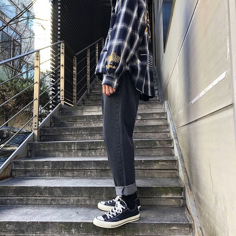 全1色 デニム パンツ ストレート カジュアル シンプル 無地