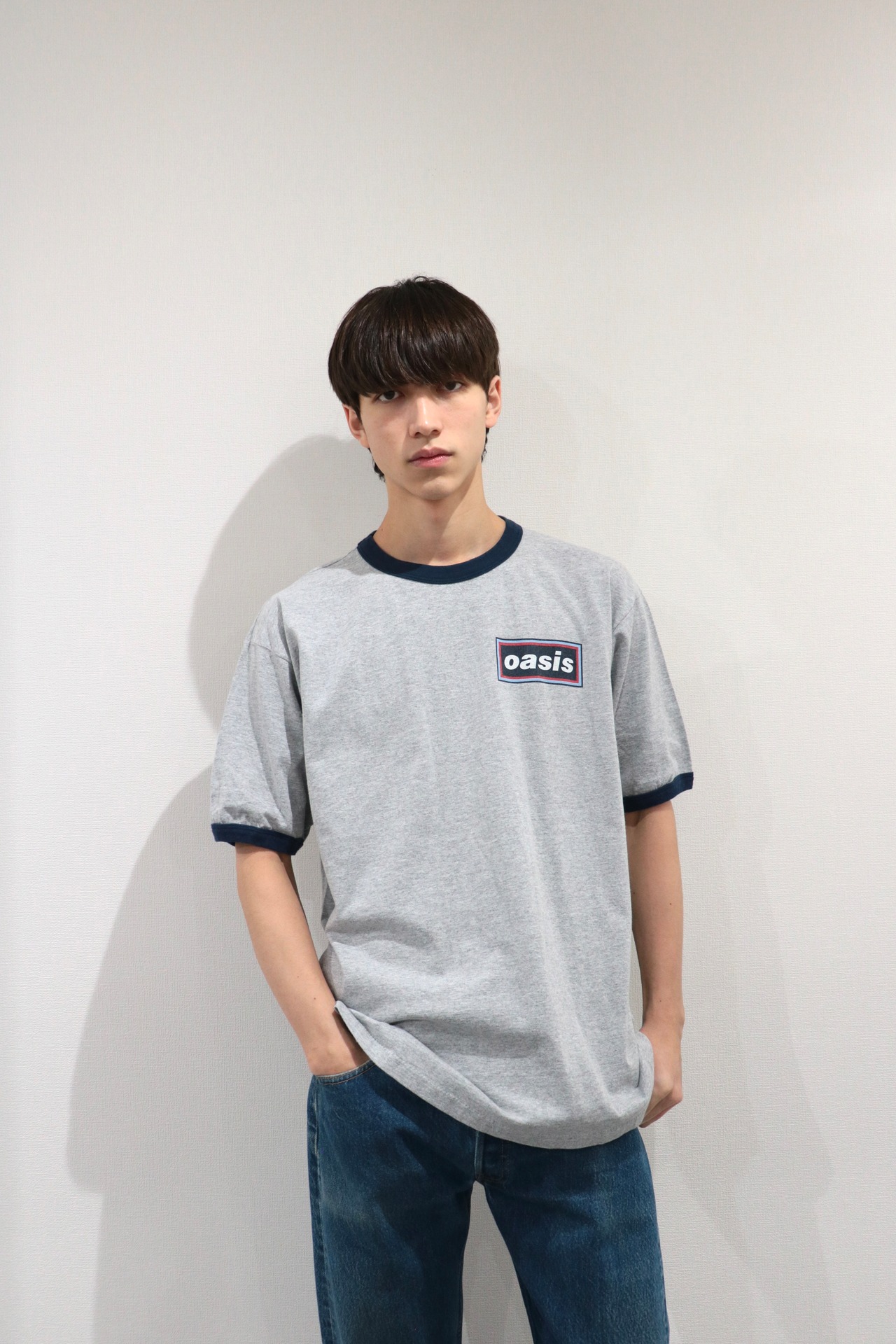 oasis one point logo ringer t shirt