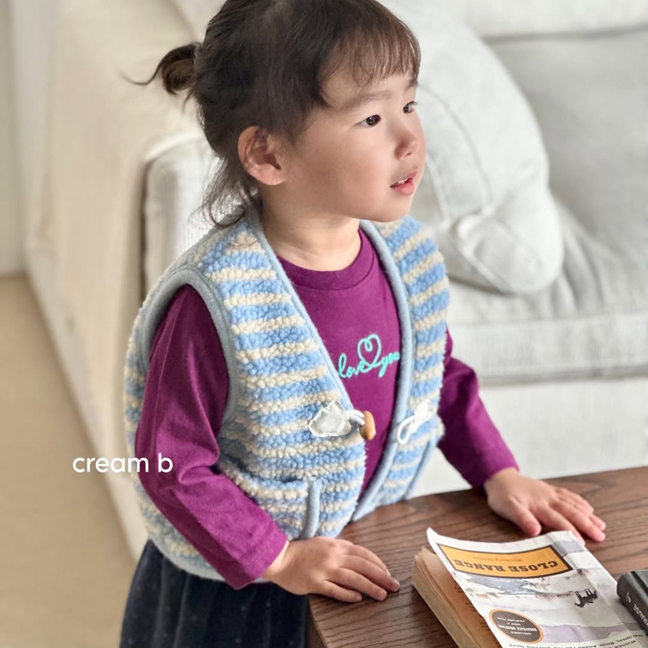 韓国子供服 / 26winter / cream bbang / ハートピーチ刺繍Tシャツ / キッズ / 冬服 *XS~XL*