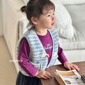 韓国子供服 / 26winter / cream bbang / ハートピーチ刺繍Tシャツ / キッズ / 冬服 *XS~XL*