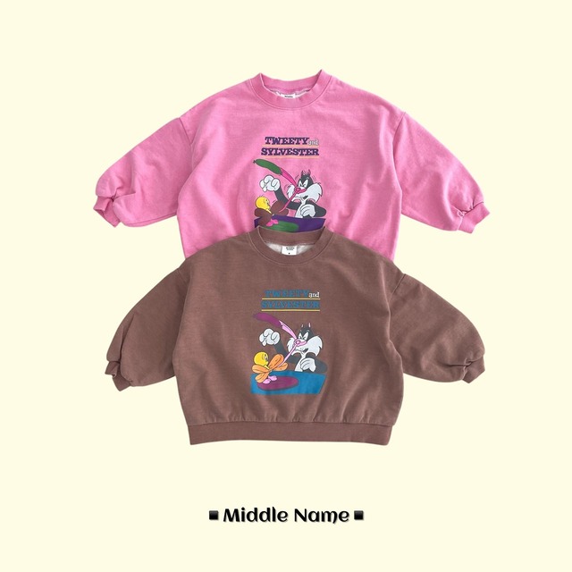 【取寄】middle name|pick-ink tweed mtm|ピックインクツイードスウェット|S-3XL|kids&jr|26 autumn