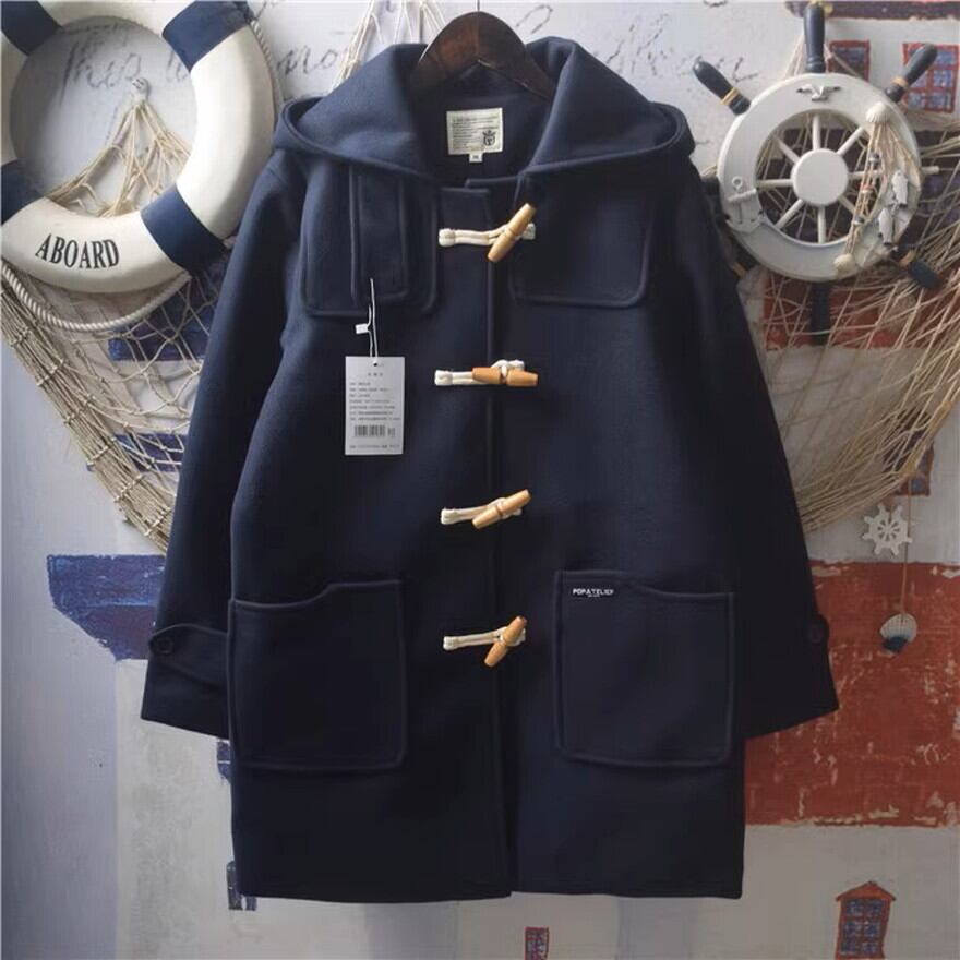 サブカル 服 地雷系 通販 コート ダッフルコート フード付き ホーンボタン キルティング インナー 学園風 普段着使い 控えめ