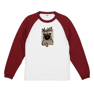 DECADEWORKS / Huh?! Raglan L/S [BURGUNDY/WHITE]