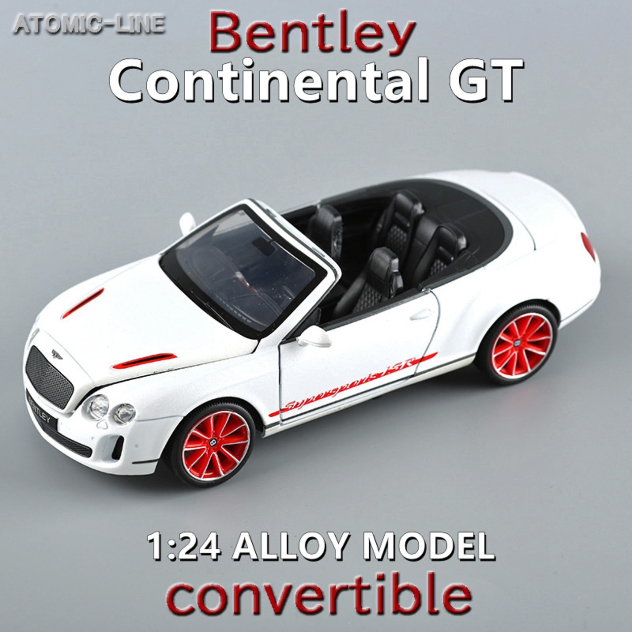 Bentley コンバーチブル 1/24 ミニカー 全3色 ライト点灯 エンジンサウンド 合金モデル 模型 ジオラマ