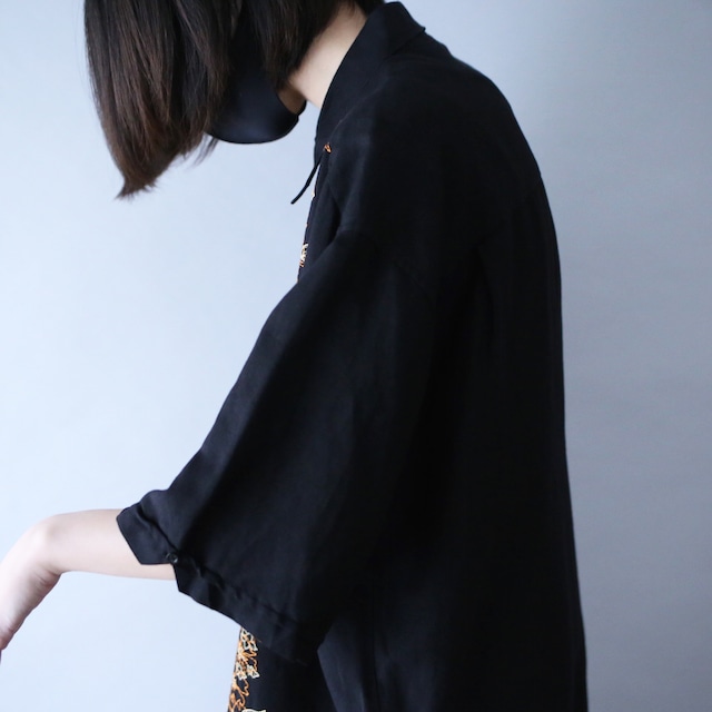 "刺繍" flower and reef motif design loose silhouette h/s shirt