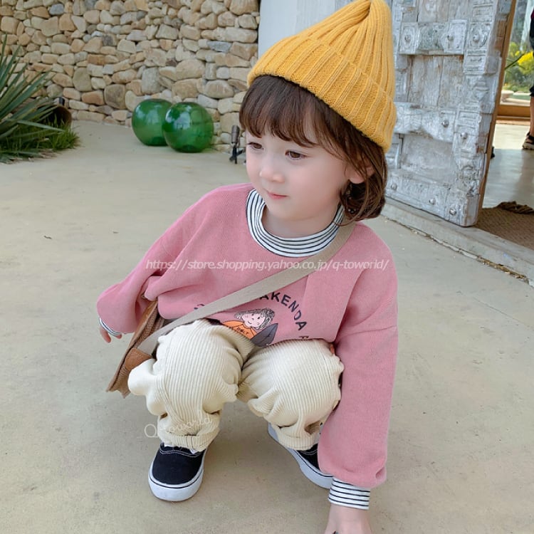 80-140㎝】トレーナー 全2色 ボーダー 韓国版 韓国子供服 子供服  