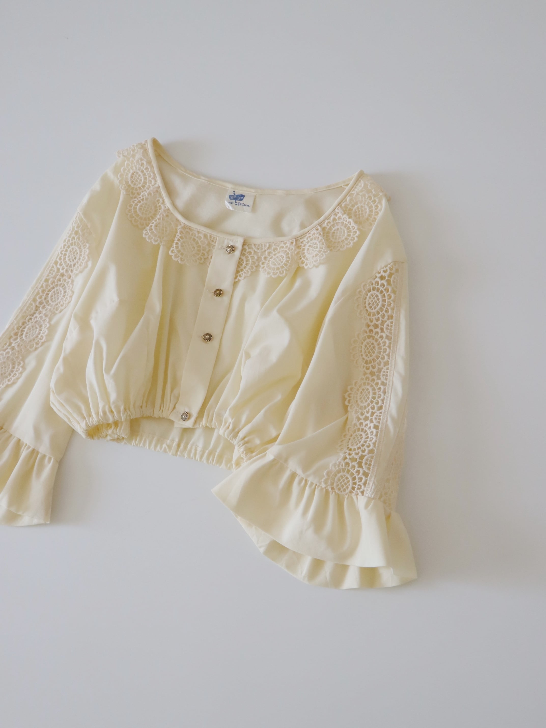 ●made in Europe lace embroidery cropped blouse(ivory)