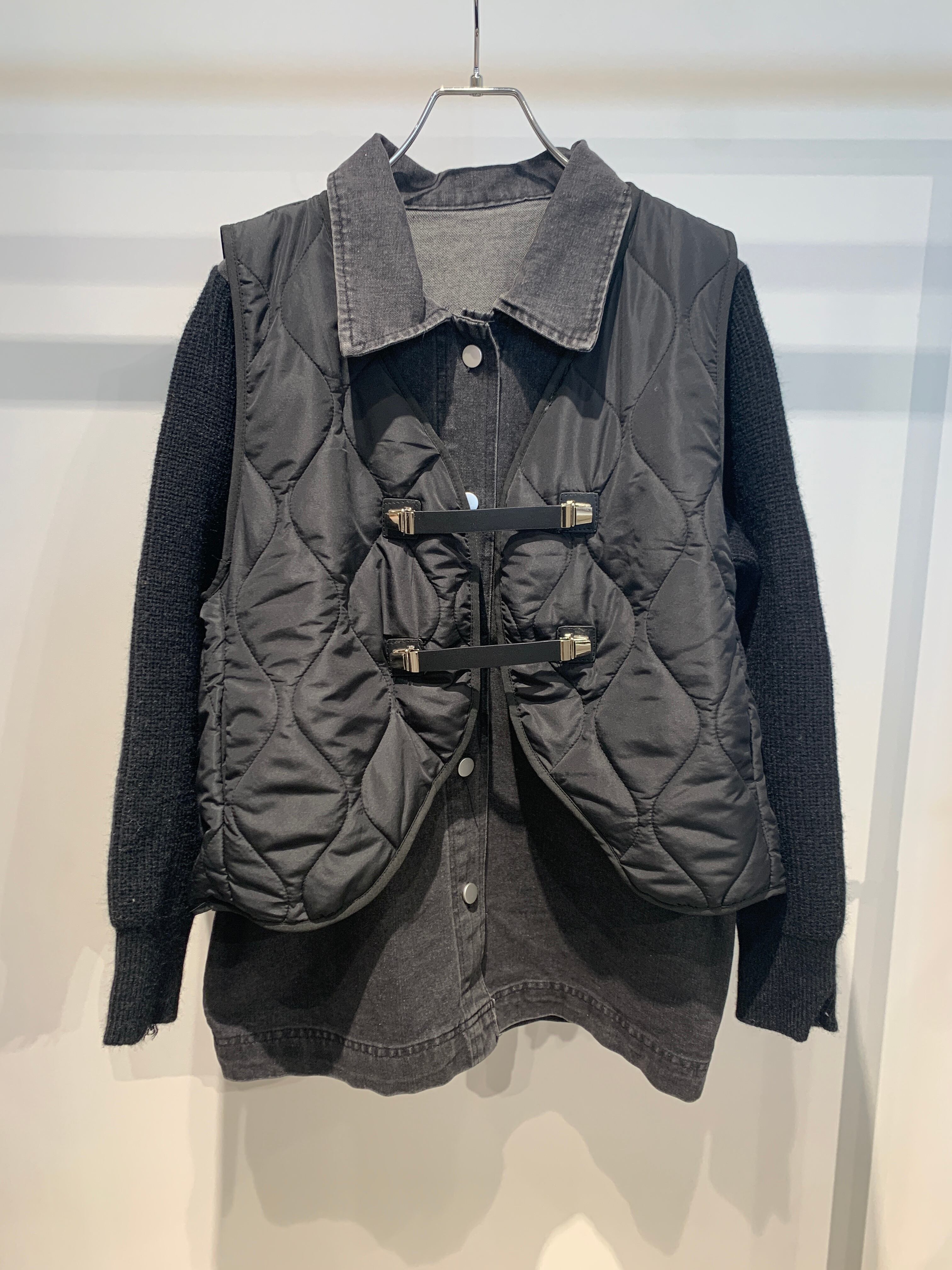 knit docking denim jacket&vest