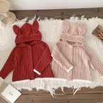 80【即納】うさ耳ニットカーデ red - Cutemily プチプラセレクト -【秋冬物 輸入子供服 子供服 ガーリー 女の子】